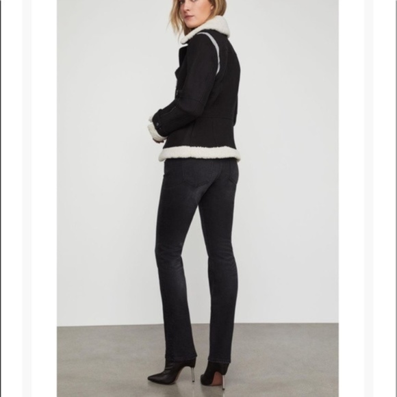 BCBGMaxazria Shearling Biker Moto Peplum Jacket - Picture 7 of 9
